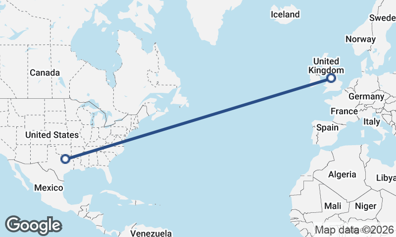 Manchester to Dallas