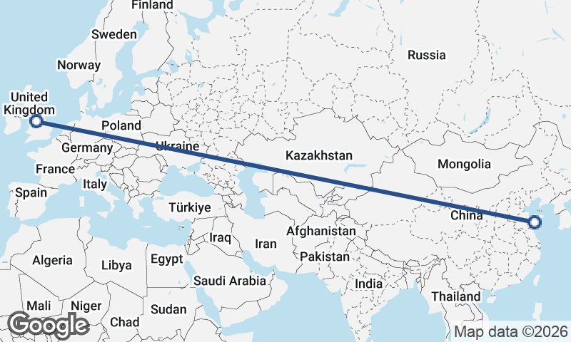 Manchester to Qingdao