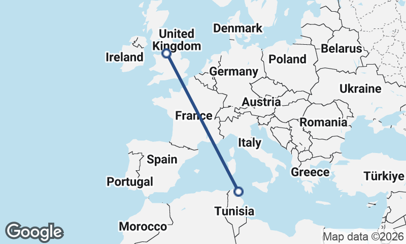 Manchester to Tunis