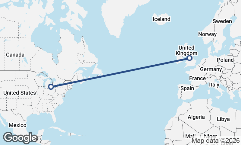 Manchester to Detroit