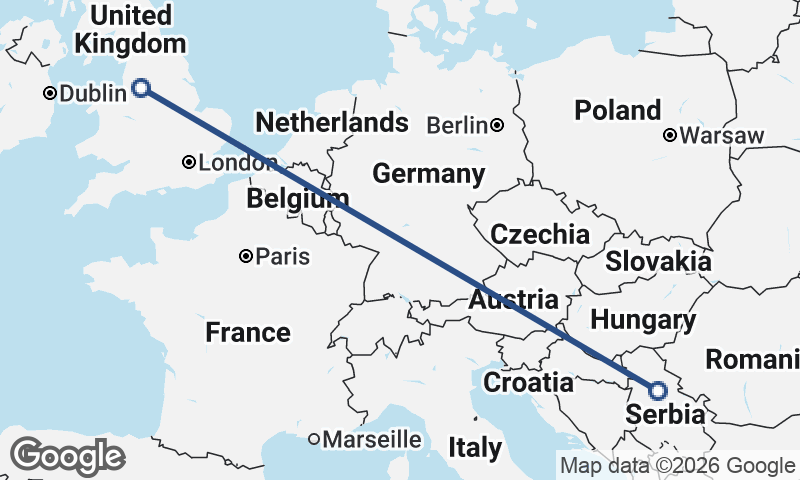 Manchester to Belgrade