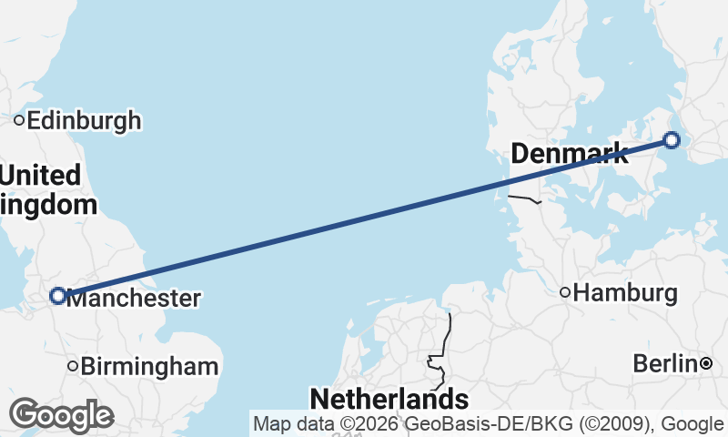 Manchester to Copenhagen