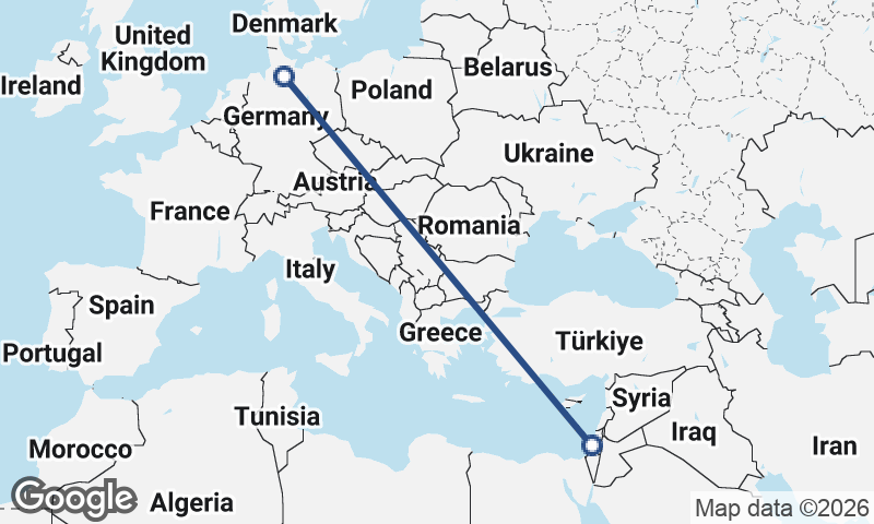 Hamburg to Tel Aviv-Yafo