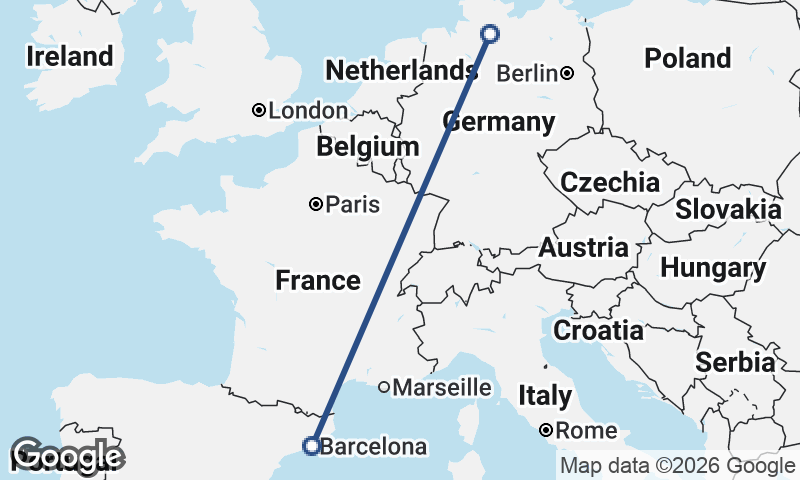 Hamburg to Barcelona