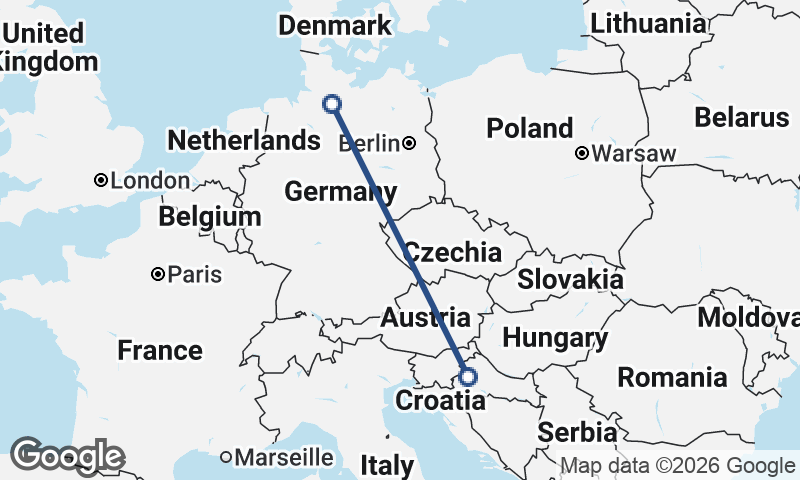 Hamburg to Zagreb