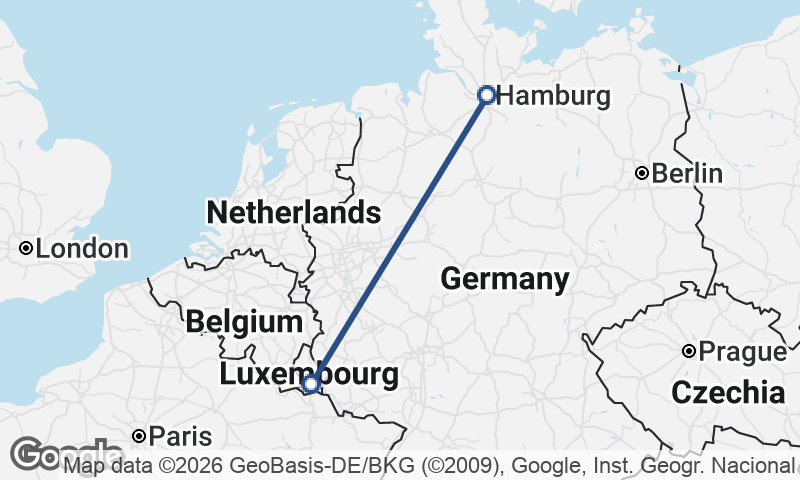 Hamburg to Luxembourg City