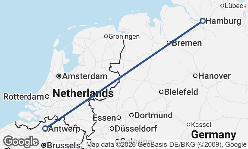 Hamburg to Antwerp