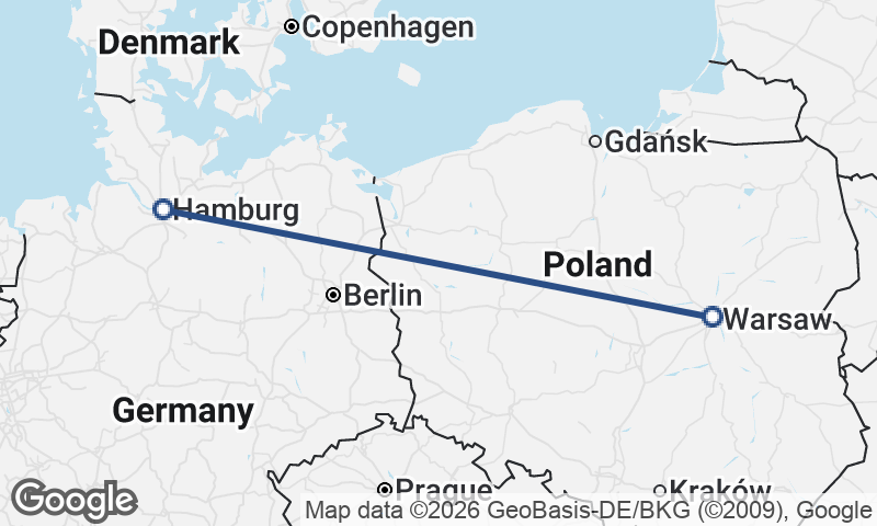 Hamburg to Warsaw