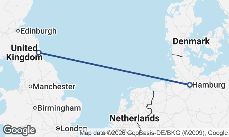 Hamburg to Newcastle upon Tyne