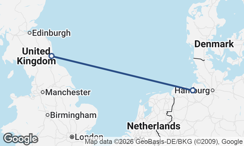 Bremerhaven to Newcastle upon Tyne