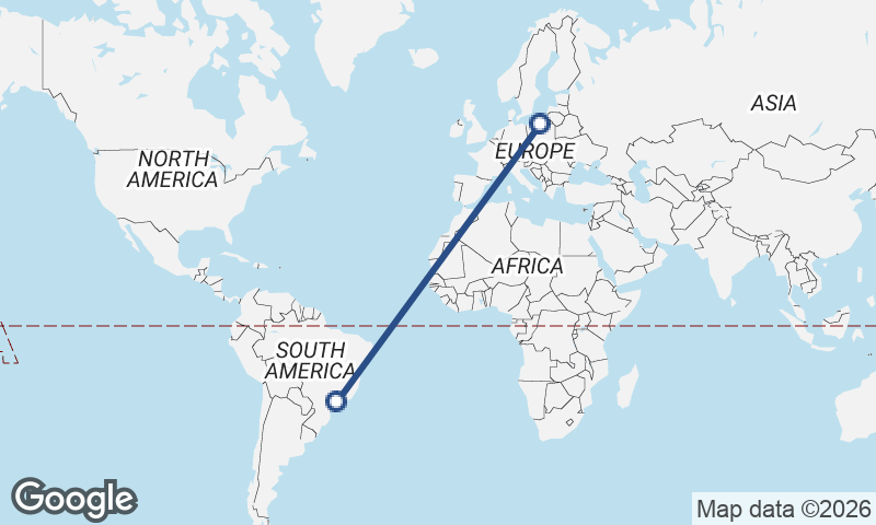 Gdańsk to São Paulo