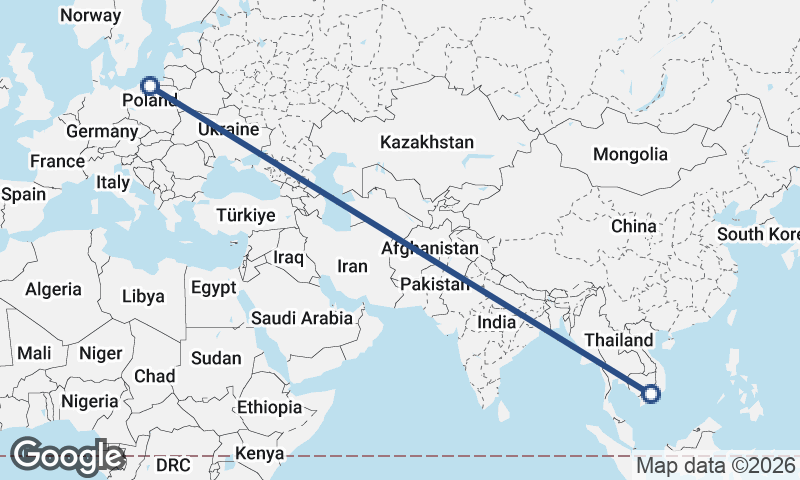 Gdańsk to Ho Chi Minh City