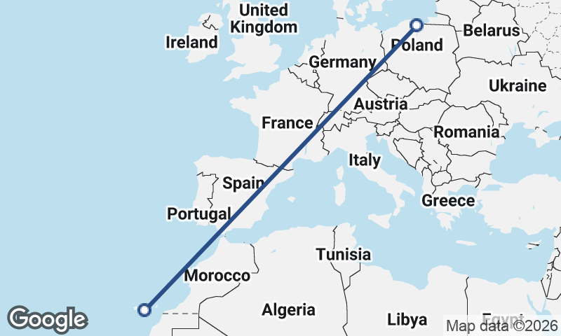 Gdańsk to Las Palmas de Gran Canaria