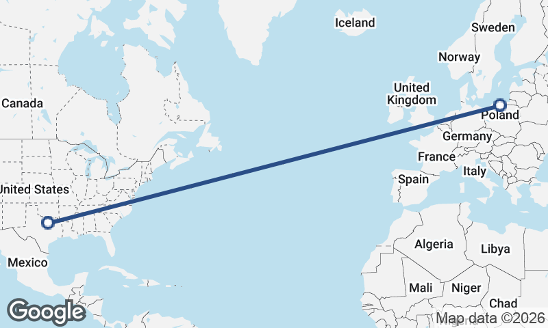 Gdańsk to Fort Worth