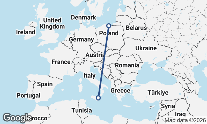 Gdańsk to Catania