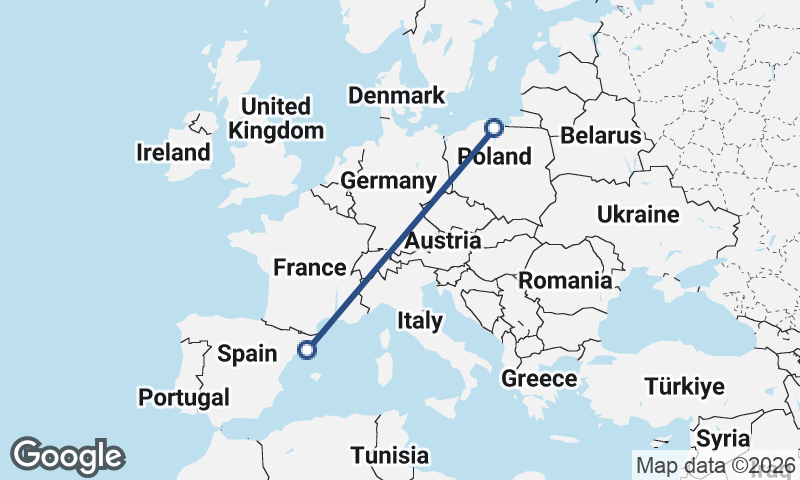 Gdańsk to Barcelona