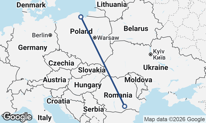 Gdańsk to Bucharest