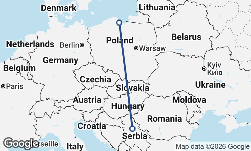 Gdańsk to Belgrade