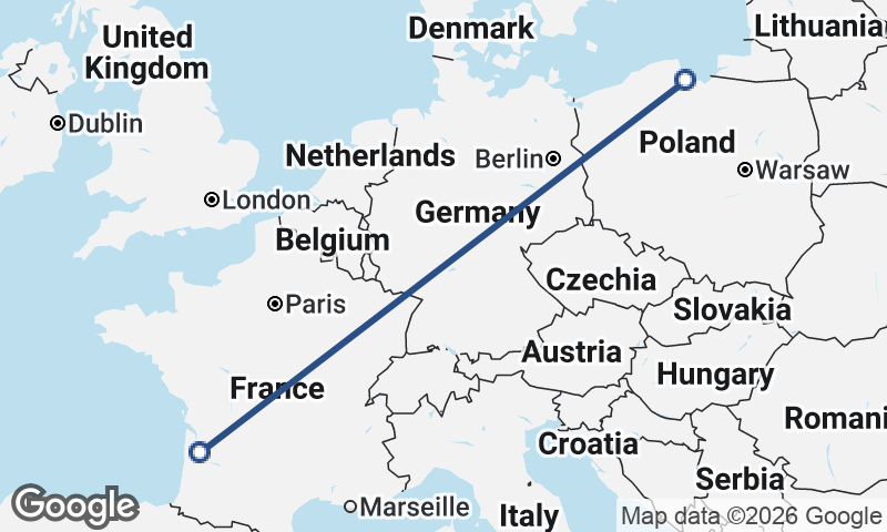 Gdańsk to Bordeaux