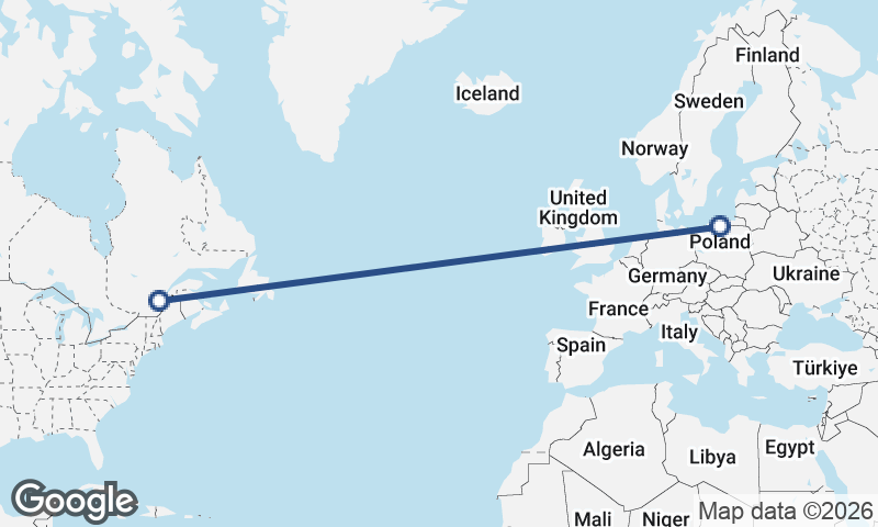Gdańsk to Québec