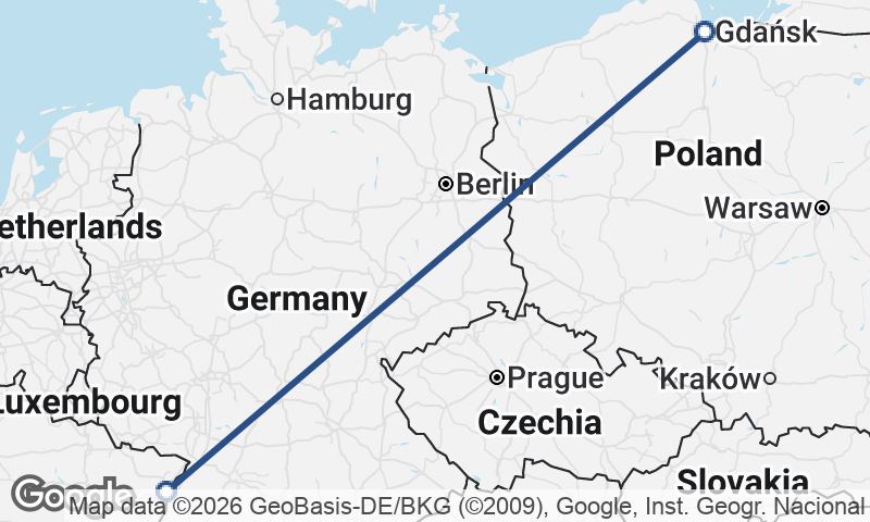 Gdańsk to Strasbourg