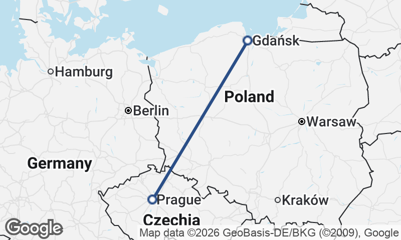Gdańsk to Prague