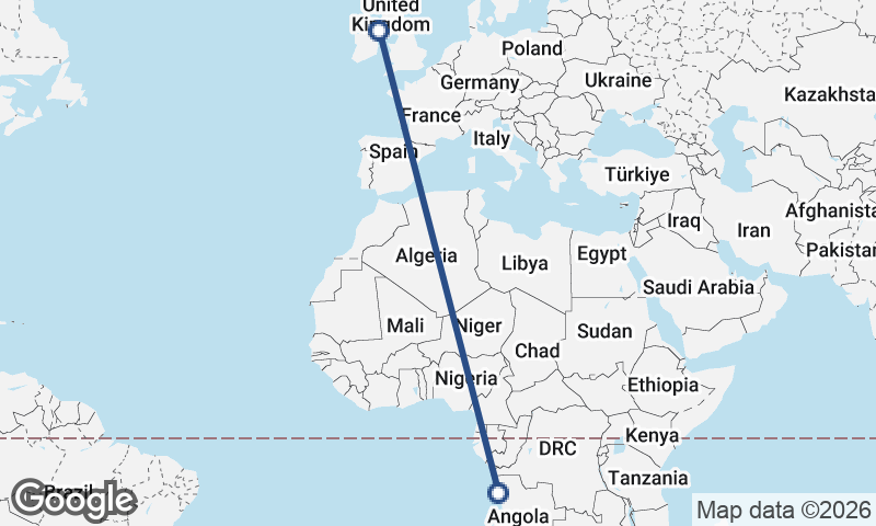 Belfast to Luanda