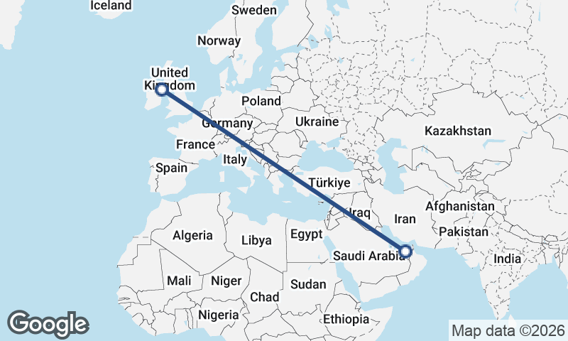 Belfast to Abu Dhabi