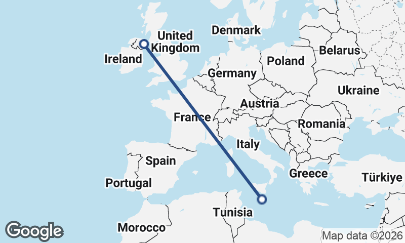 Belfast to Valletta