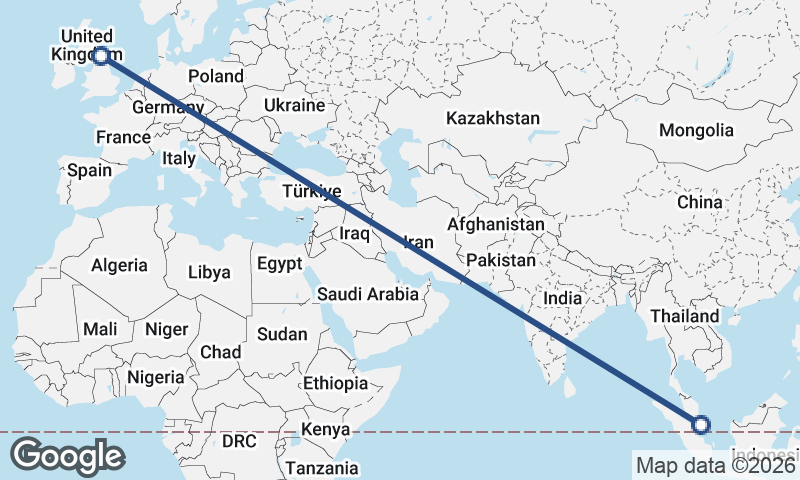 Newcastle upon Tyne to Singapore