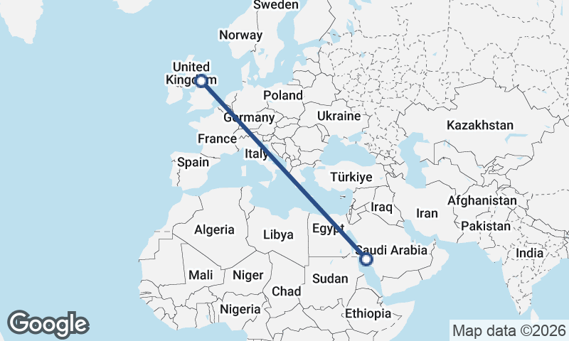 Newcastle upon Tyne to Jeddah