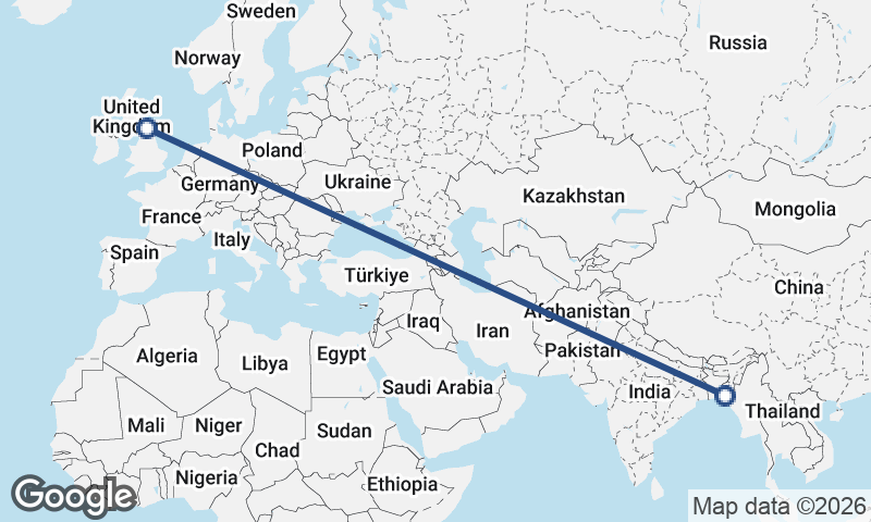 Newcastle upon Tyne to Chittagong