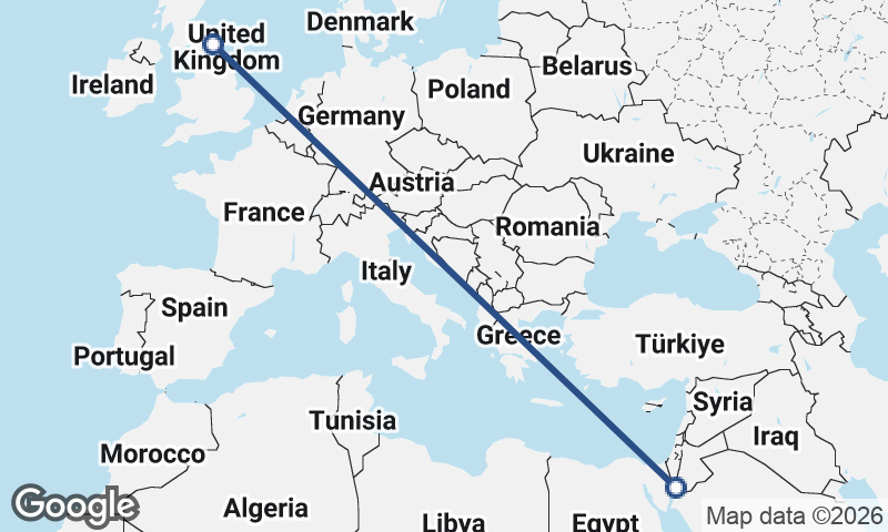 Newcastle upon Tyne to Al ‘Aqabah