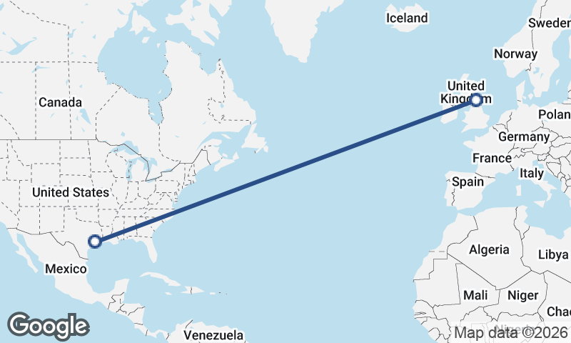 Newcastle upon Tyne to Houston