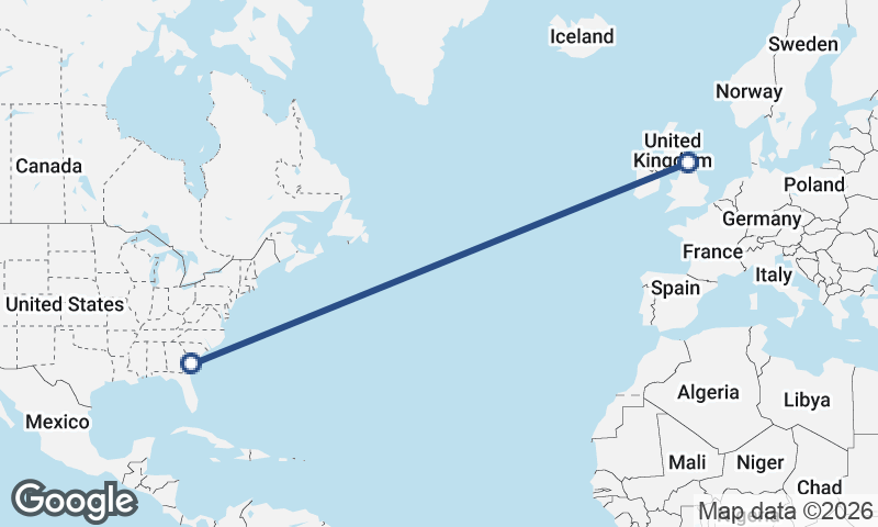 Newcastle upon Tyne to Savannah