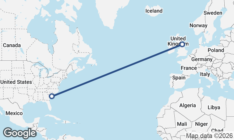 Newcastle upon Tyne to Charleston
