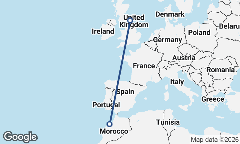 Newcastle upon Tyne to Casablanca