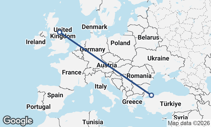 Newcastle upon Tyne to Istanbul
