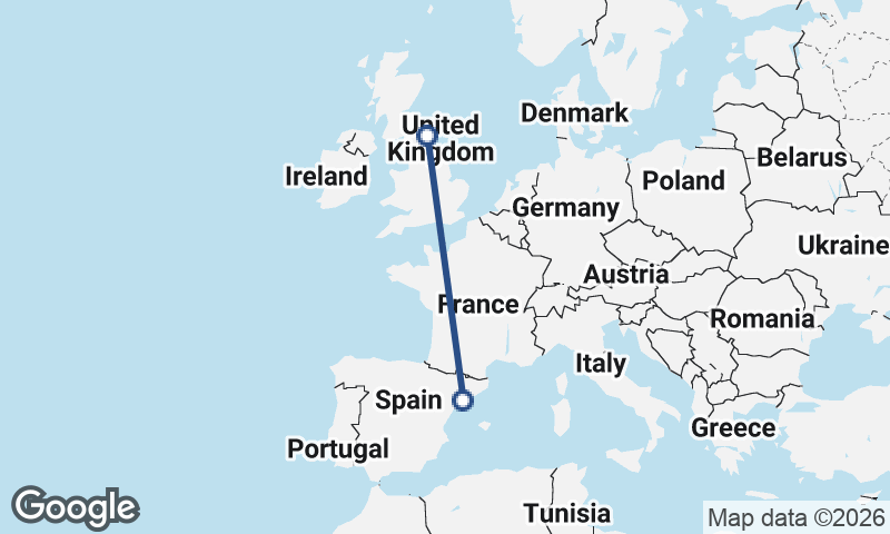 Newcastle upon Tyne to Tarragona