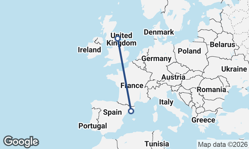Newcastle upon Tyne to Barcelona