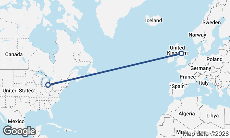 Newcastle upon Tyne to Detroit