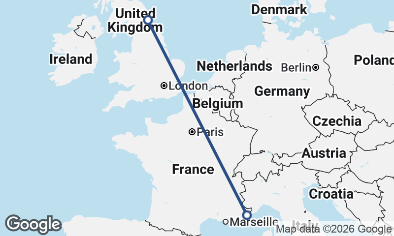 Newcastle upon Tyne to Nice