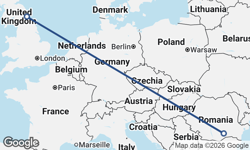 Newcastle upon Tyne to Bucharest