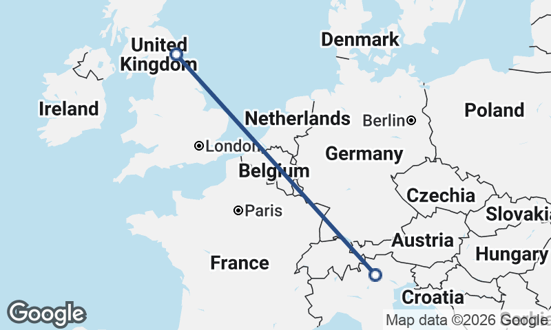 Newcastle upon Tyne to Trento