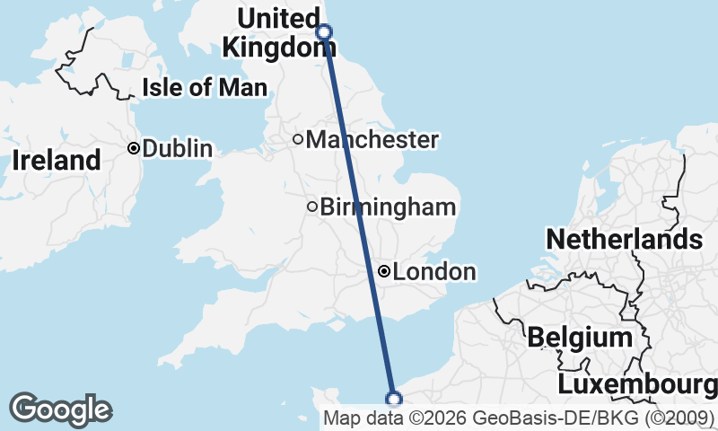 Newcastle upon Tyne to Le Havre