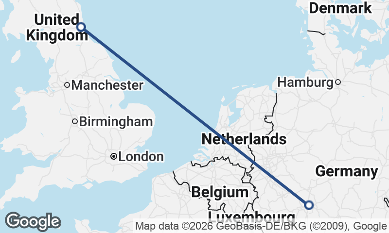 Newcastle upon Tyne to Frankfurt