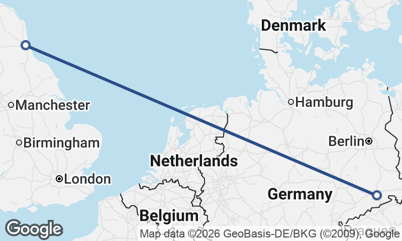 Newcastle upon Tyne to Dresden
