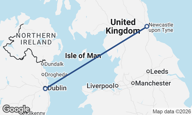 Newcastle upon Tyne to Dublin