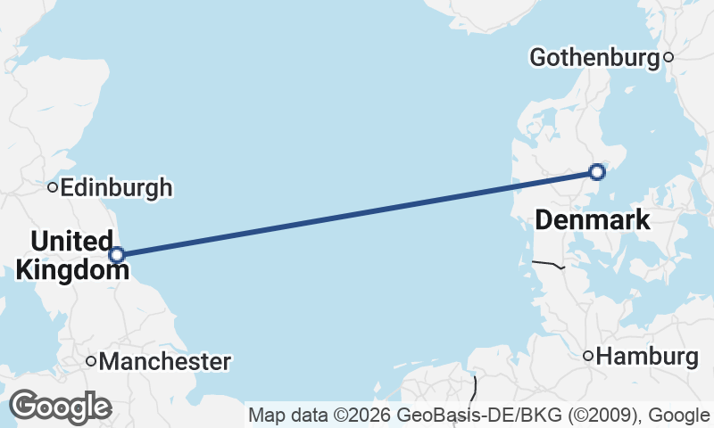Newcastle upon Tyne to Aarhus