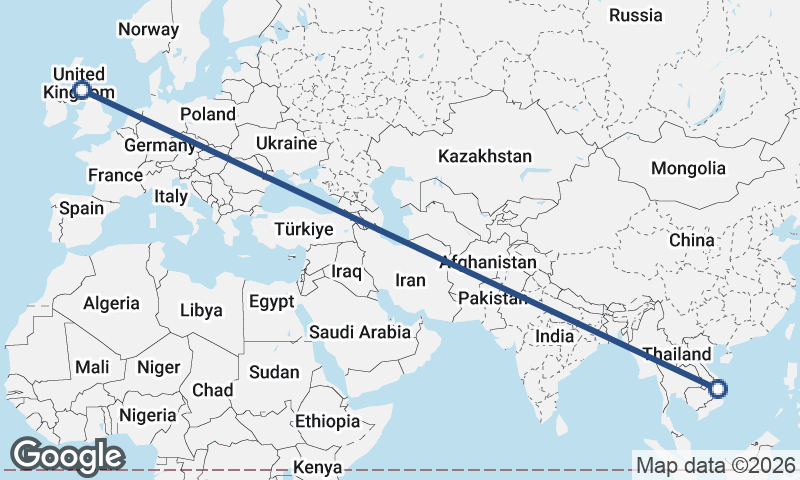 United Kingdom to Vietnam